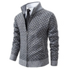 Zip-Up Patterned Sweater for Men - High Neck - Image 1