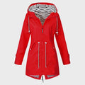 Hooded Zip Up Coat for Women - Drawstring Waist - Image 4