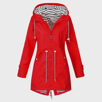 Hooded Zip Up Coat for Women - Drawstring Waist - Image 4