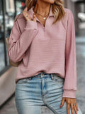Half Zip Long Sleeve Sweater for Women - Relaxed Fit - Image 3