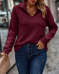 Half Zip Long Sleeve Sweater for Women - Relaxed Fit - Image 4