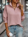 Half Zip Long Sleeve Sweater for Women - Relaxed Fit - Image 5
