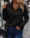 Half Zip Long Sleeve Sweater for Women - Relaxed Fit - Image 7
