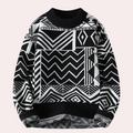 Crew Neck Sweater for Men - Geometric Print - Image 2