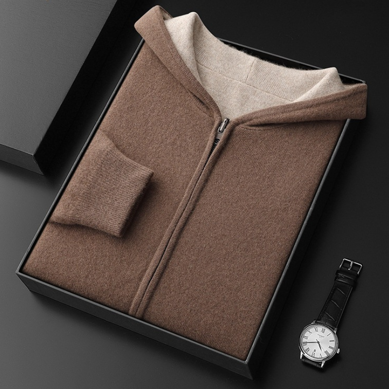 Knit Hooded Jacket for Men - Zip-Up - Image 5