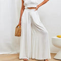 Wide Leg Palazzo Pants for women - High Waisted Drawstring Waist - Pockets Relaxed Fit - Image 2
