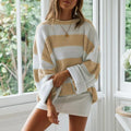 Striped Oversized Sweater for Women - Crew Neck - Image 3