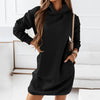 Sweater Hoodie Dress for Women - Pockets - Image 1