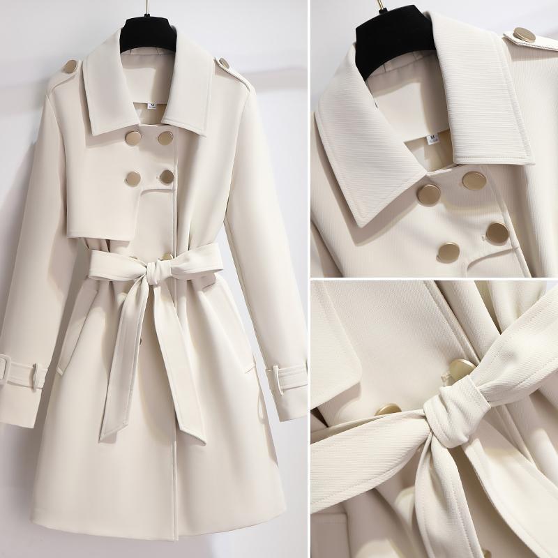 Belted Trench Coat for Women - Long Sleeve - Image 3