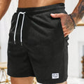 Corduroy Casual Shorts for Men - Drawstring Relaxed Fit - Patch Detail Knee Length - Image 14