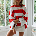 Striped Oversized Sweater for Women - Crew Neck - Image 2
