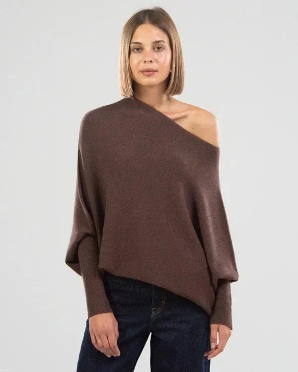 Oversized Boat Neck Sweater for Women - Long Sleeve - Image 6