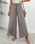 Wide Leg Palazzo Pants for women - High Waisted Elastic Waist Drawstring - Relaxed Fit Printed - Image 1