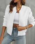 Quilted Bomber Jacket for Women - Zip Up - Image 5