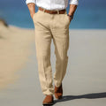 Relaxed Fit Straight Leg Pants for Men - Flat Front Casual - Image 3