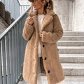Teddy Long Coat for Women - Button Front - Image 1