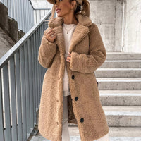 Teddy Long Coat for Women - Button Front - Image 1