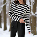 Striped Long Sleeve T-Shirt for women - Crew Neck Relaxed Fit - Image 13