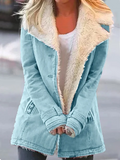 Faux Fur Collar Jacket for Women - Button-Down - Image 3
