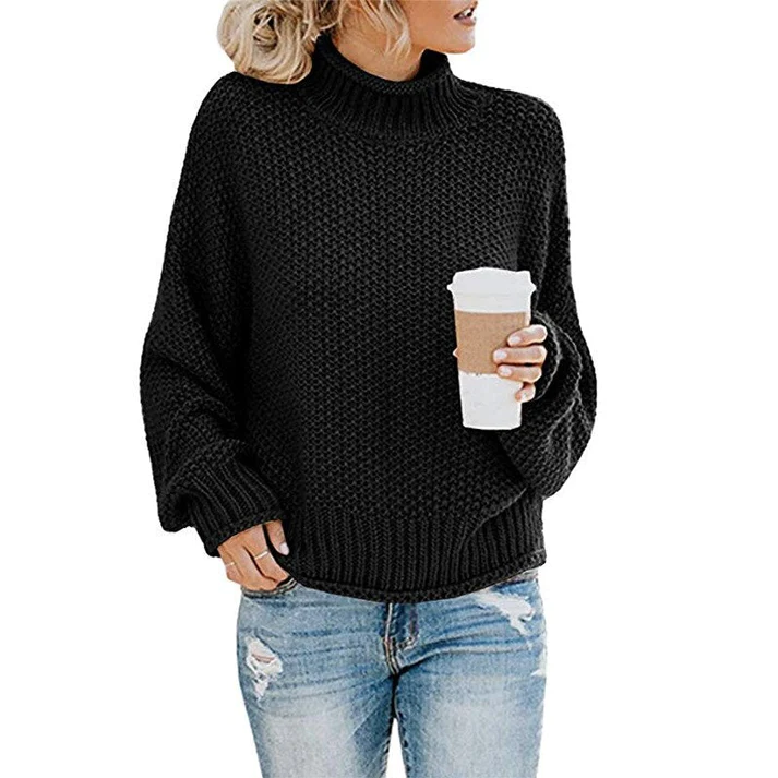 Oversized Turtleneck Sweater for Women - Long Sleeve - Image 3