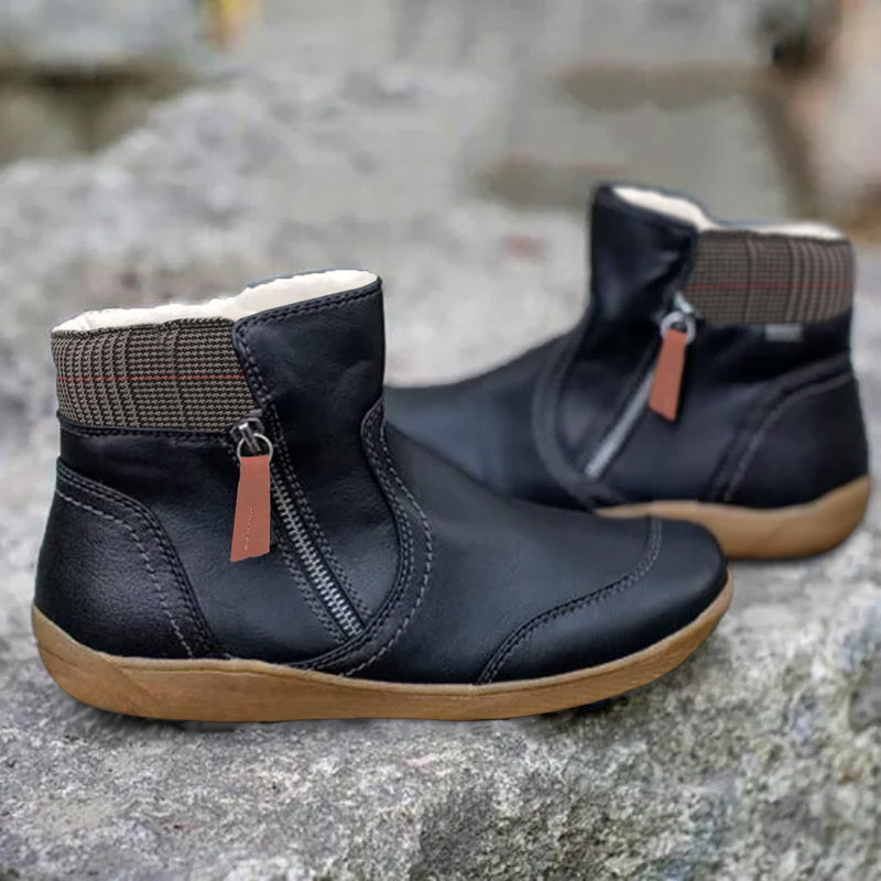Ankle Flat Boots for Women - Color Block Heel - Image 3