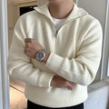 Ribbed Knit Quarter Zip Sweater for Men - Raglan Sleeves - Image 3