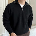 Ribbed Knit Quarter Zip Sweater for Men - Raglan Sleeves - Image 4