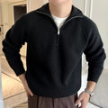 Ribbed Knit Quarter Zip Sweater for Men - Raglan Sleeves - Image 6