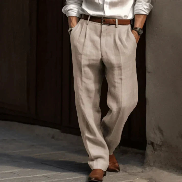 Pleated Wide Leg Pants for men - High Waisted Relaxed Fit - Belt Loops - Image 4