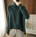 Turtleneck Sweater for Women - Asymmetrical Hem - Image 3
