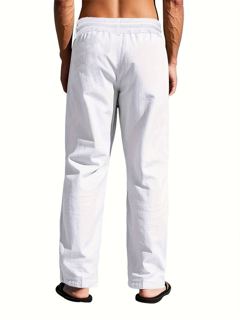Linen Drawstring Pants for men - Loose Fit - Casual Elastic Waist Pleated Button Front - Image 7
