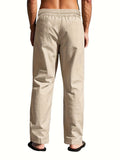 Linen Drawstring Pants for men - Loose Fit - Casual Elastic Waist Pleated Button Front - Image 6
