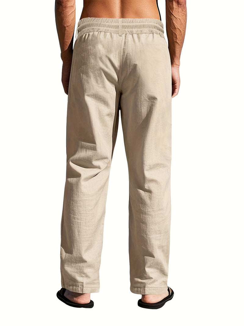 Linen Drawstring Pants for men - Loose Fit - Casual Elastic Waist Pleated Button Front - Image 6