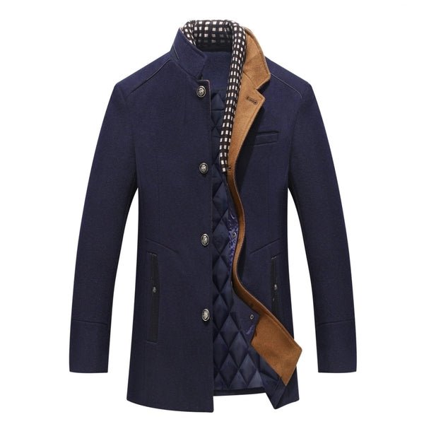Stand Collar Overcoat for Men - Button Front - Image 2