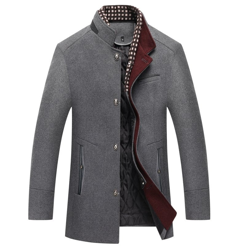 Stand Collar Overcoat for Men - Button Front - Image 3