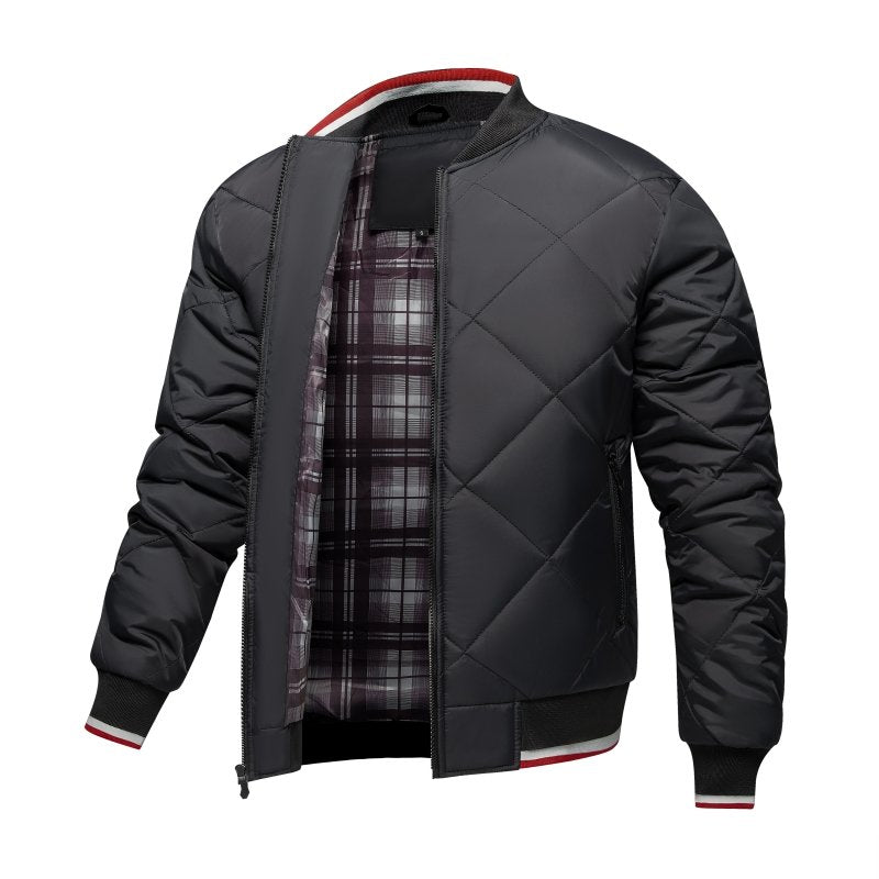 Quilted Bomber Jacket for Men - Zip Front - Image 13