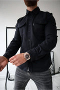 Shirt Jacket for Men - Button-Up Overshirt - Long Sleeve Chest Pocket - Image 17