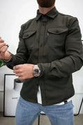 Shirt Jacket for Men - Button-Up Overshirt - Long Sleeve Chest Pocket - Image 10