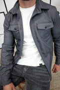 Shirt Jacket for Men - Button-Up Overshirt - Long Sleeve Chest Pocket - Image 7