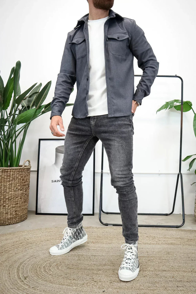 Shirt Jacket for Men - Button-Up Overshirt - Long Sleeve Chest Pocket - Image 8