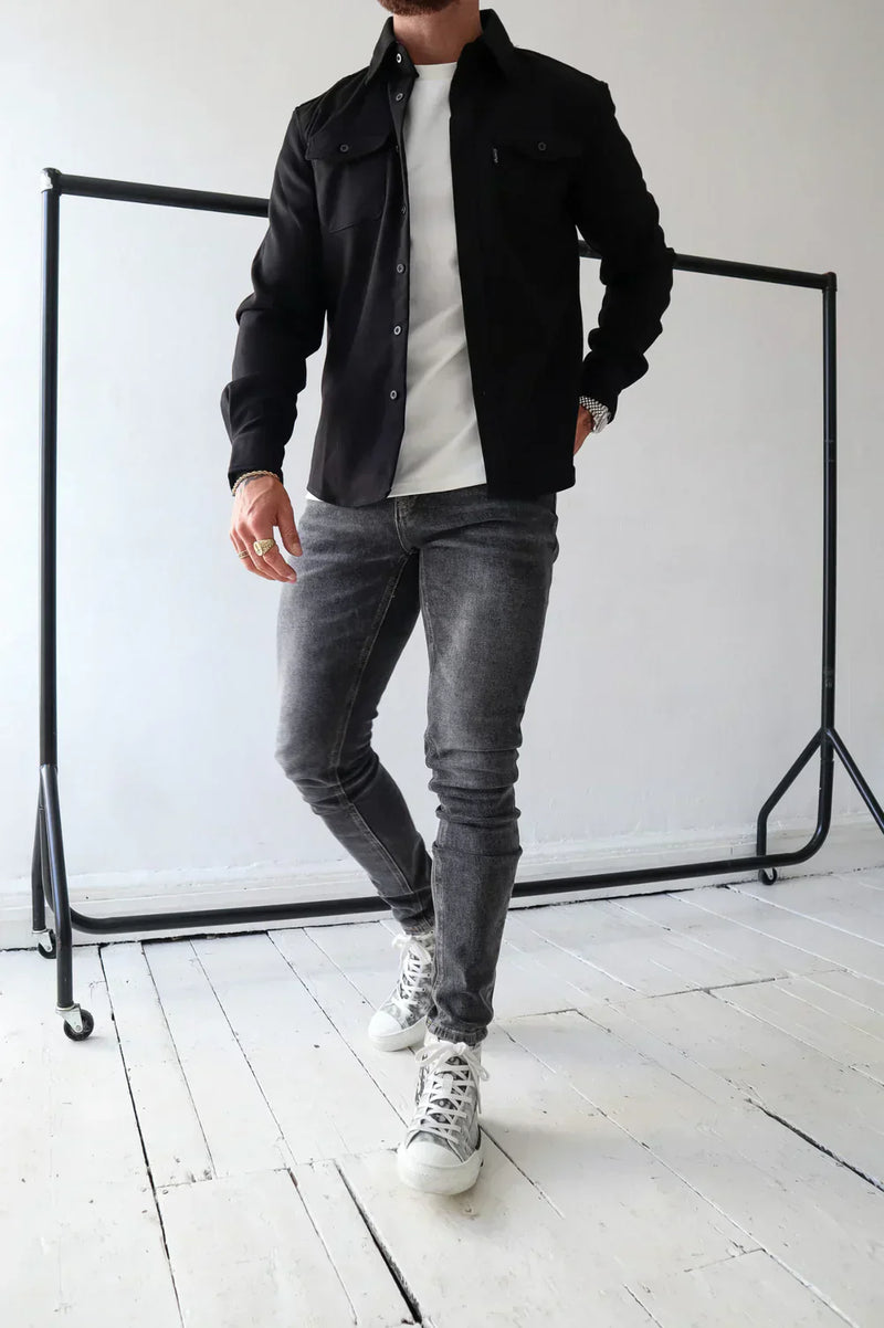 Shirt Jacket for Men - Button-Up Overshirt - Long Sleeve Chest Pocket - Image 6