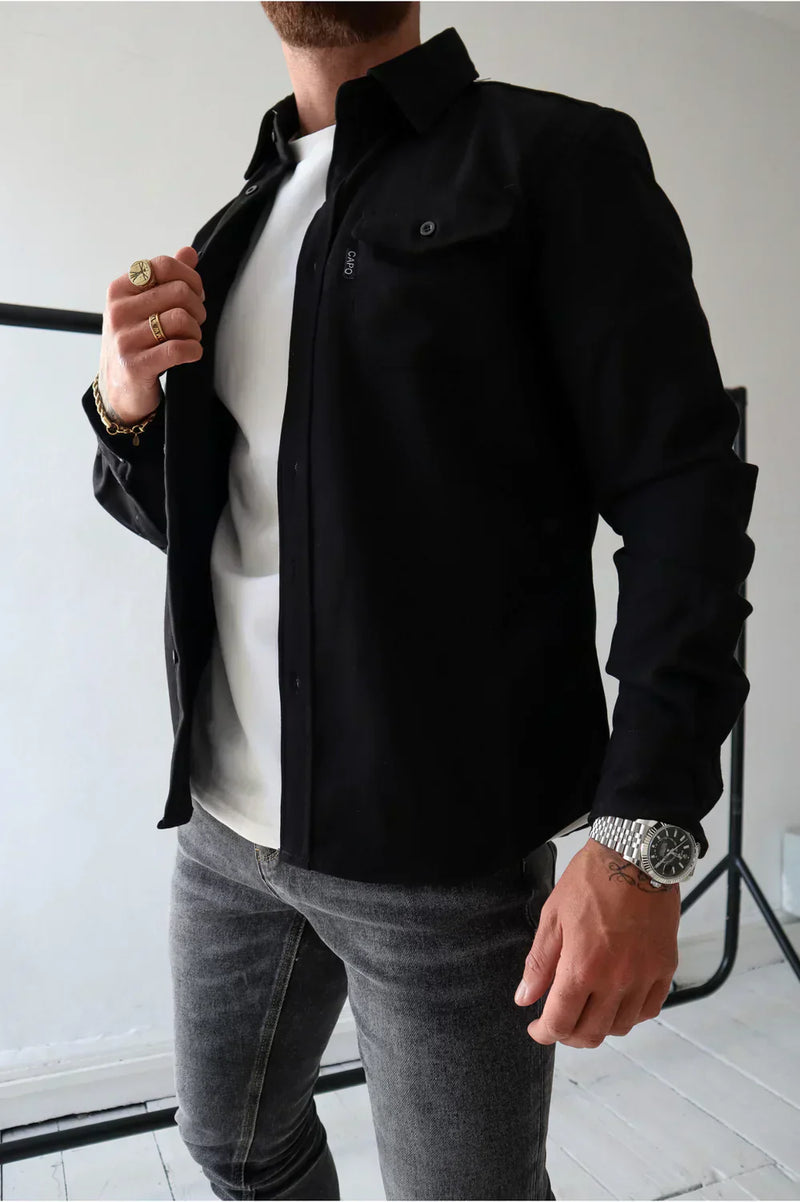 Shirt Jacket for Men - Button-Up Overshirt - Long Sleeve Chest Pocket - Image 5