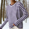 Striped Long Sleeve T-Shirt for women - Crew Neck Relaxed Fit - Image 11