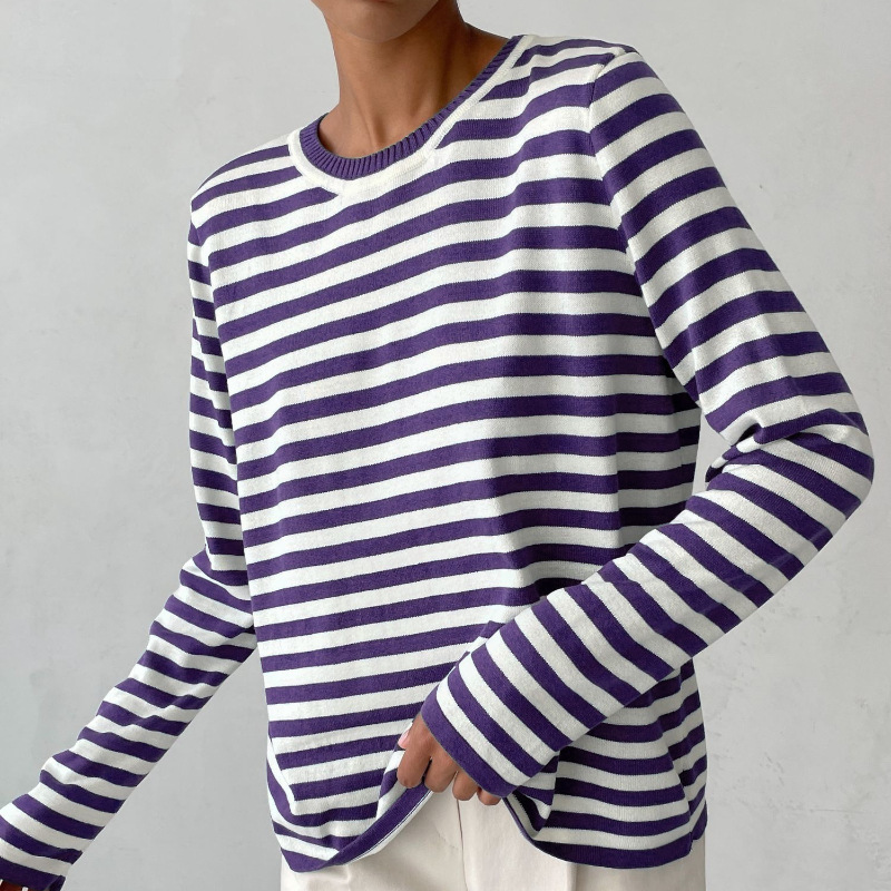 Striped Pullover Sweater for Women - Long Sleeve - Image 7