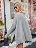 V-Neck Oversized Sweater for Women - Split Hem - Image 19