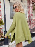 V-Neck Oversized Sweater for Women - Split Hem - Image 4
