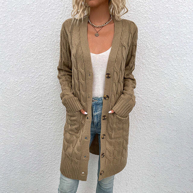 Knit Cardigan Coat for Women - Button Front - Image 3