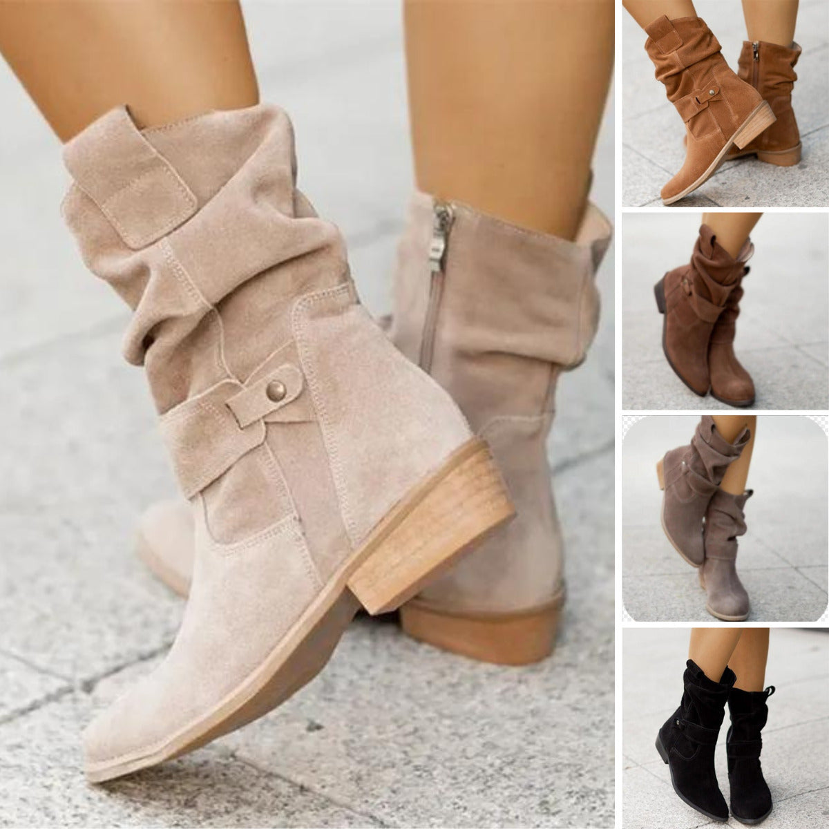 Ankle Slouch Boots for Women - Buckle Detail - Image 6