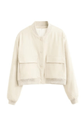 Bomber Cropped Jacket for Women - Padded Shoulder - Image 5