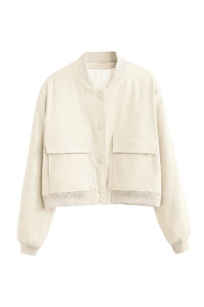 Bomber Cropped Jacket for Women - Padded Shoulder - Image 5